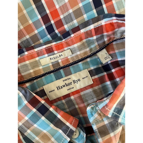 NWT Hawker Rye Multi Color Plaid Essential Wash Button Down Shirt Men’s Large - Picture 5 of 6